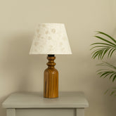 Premium Table Lamp with Teak wood Base and Pearl white Linen Fabric